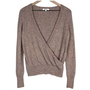 MADEWELL Alpaca Blend Faux Wrap Front Sweater Sz S Heathered Pink Mauve Pullover